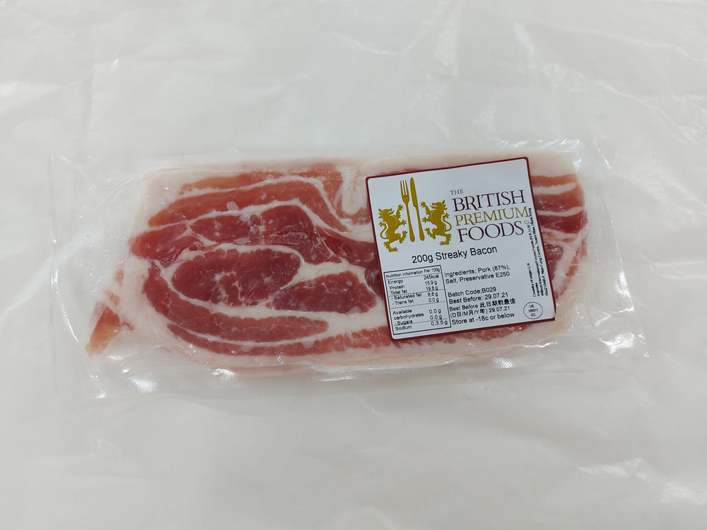 British Premium Unsmoked Streaky Bacon (200g)