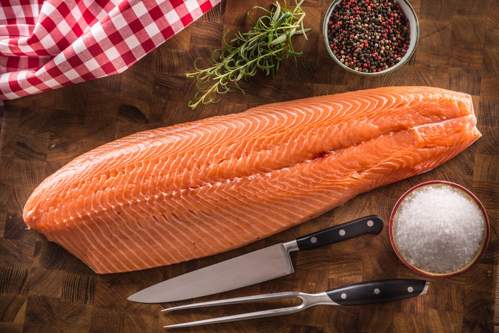 Fresh Norwegian Salmon Fillet Skin On Whole Side