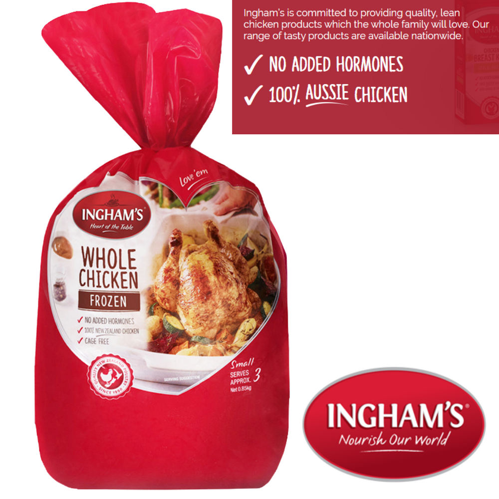 New Zealand Ingham's No Hormones Whole Chicken (approx 1kg)